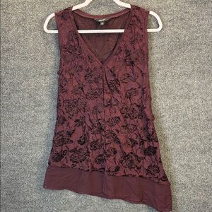 Simply Vera Vera Wang Sleeveless Burgundy V-Neck Tank - Tie in Back Women’s L